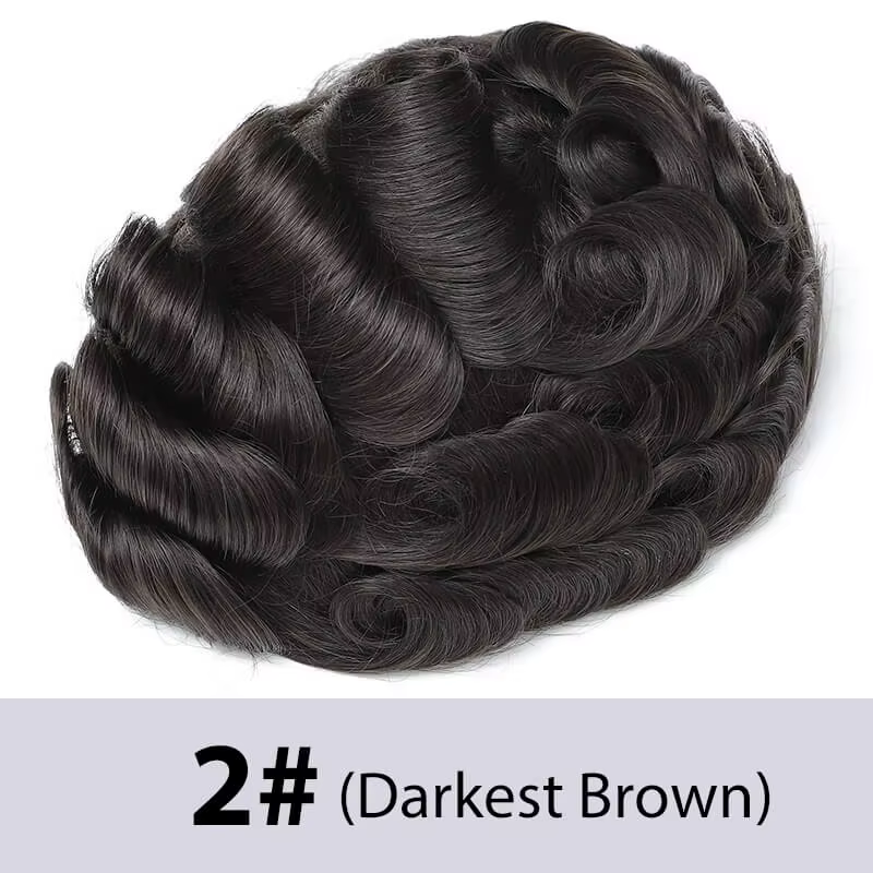 Toupet pour hommes croisé sur PU | Base de peau et dentelle + cadre en PU cheveux humains