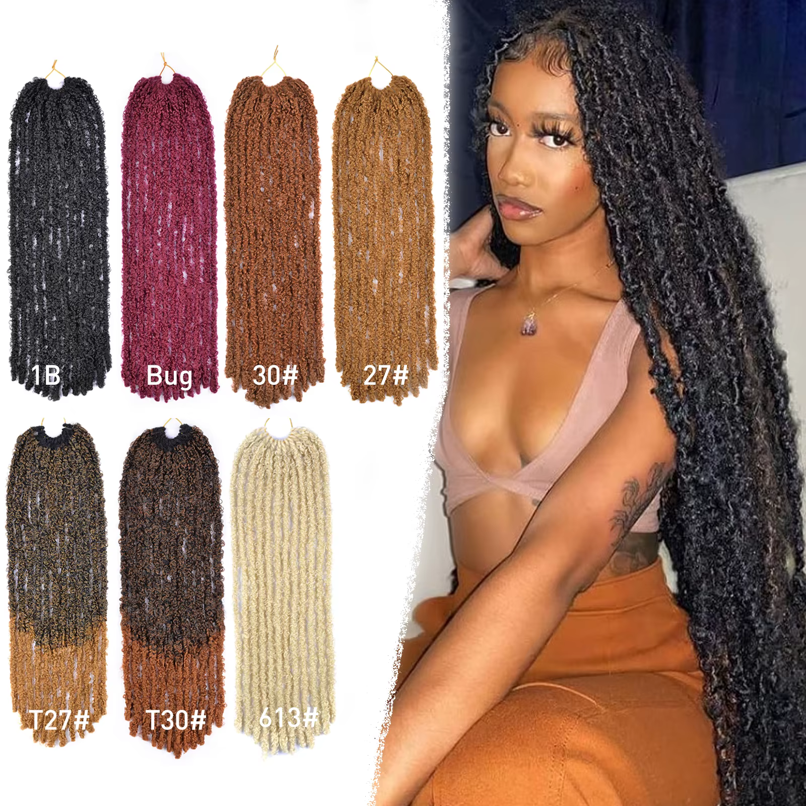 Papillon Locs Crochet cheveux Dreadlocks Meche Faux serrures