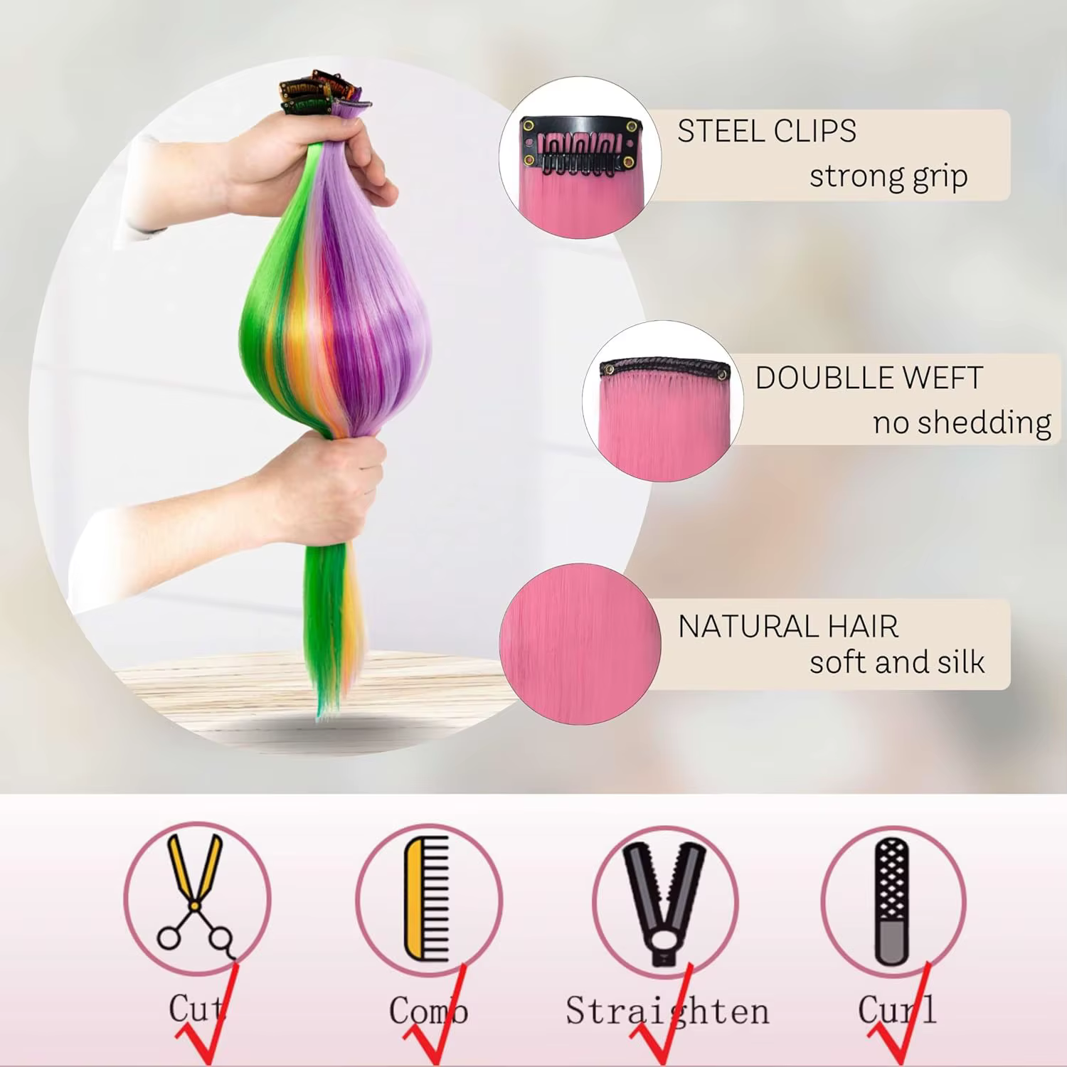 Extensions de cheveux roux à clipser