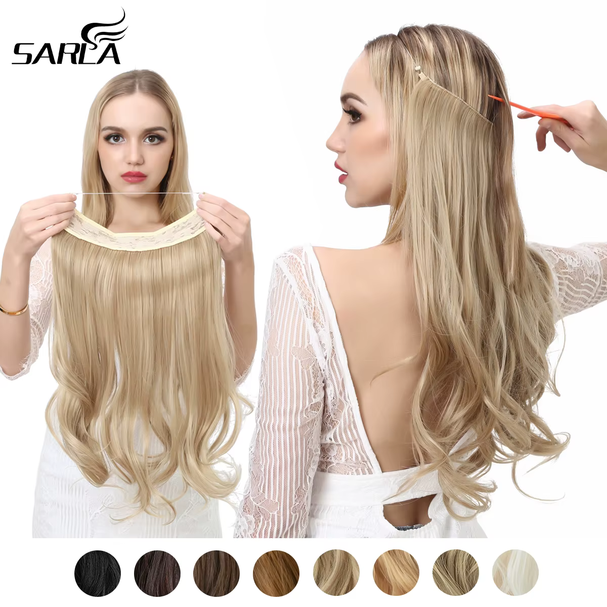 Extensions de cheveux synthétiques sans Clip