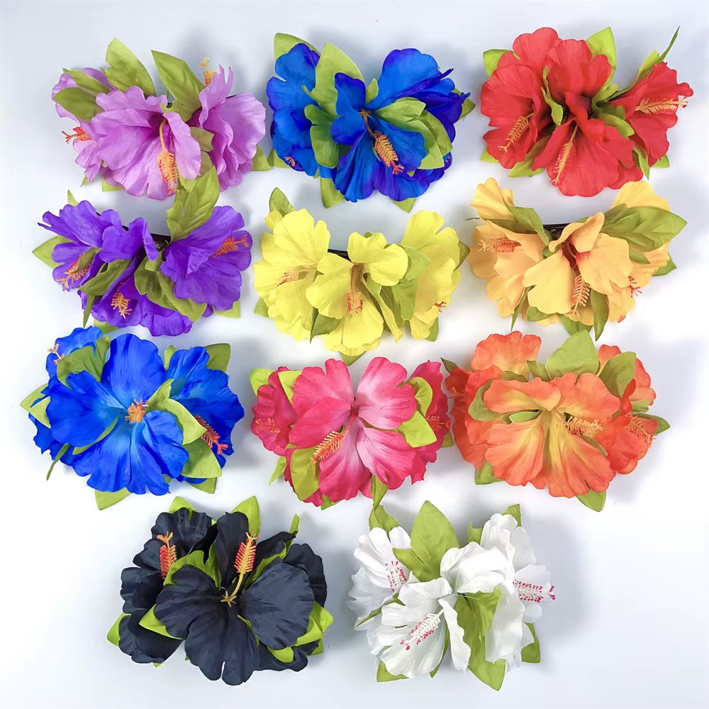 Pince à cheveux en forme de fleur d'hibiscus hawaïenne