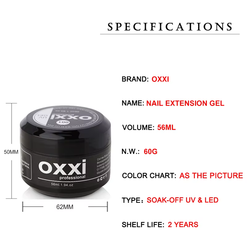 Gel OXXI pour extension d'ongles, manucure, poly-gel, 56 ml, gel UV LED, vernis semi-permanent, nude naturel, vernis acrylique