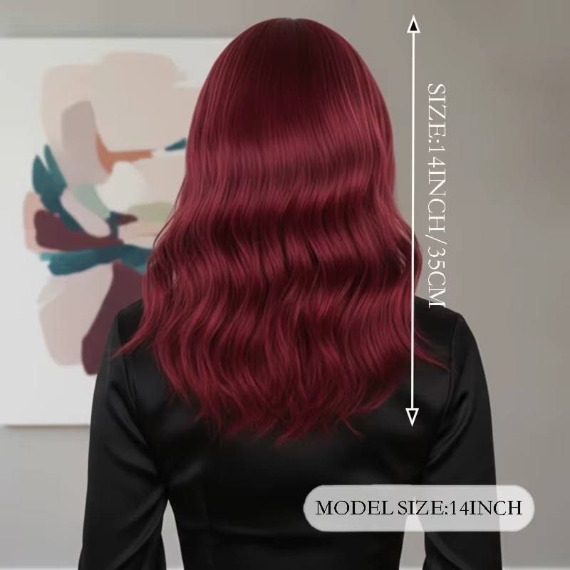 Perruque synthétique rouge bordeaux pour femme