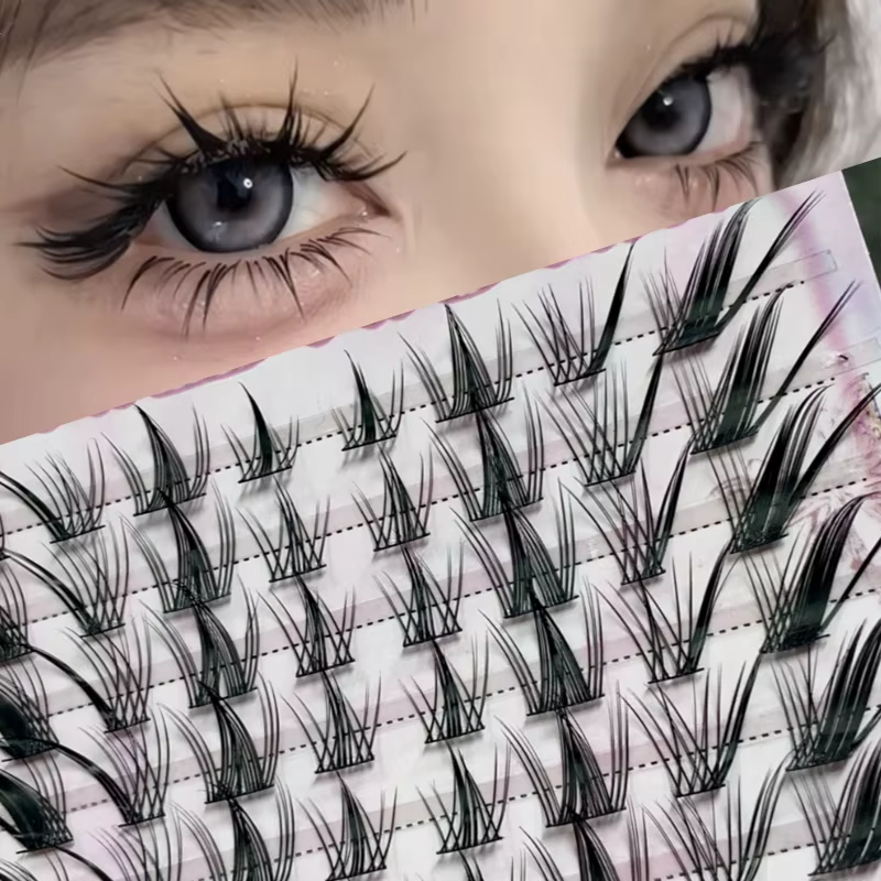 Fox Eye Effect Manga faux cils rouleau épais déformé segmenté individuel Cluster Extensions