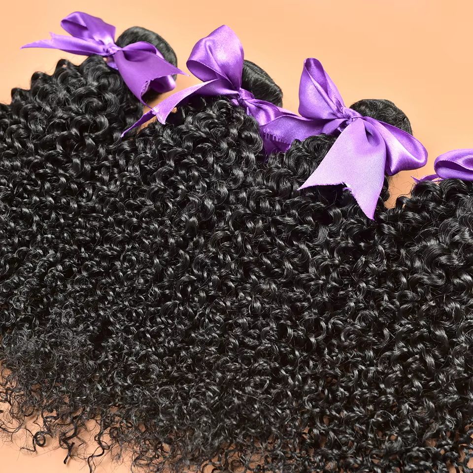 8-30 "Mongolien 100% Vierge Brut Afro Crépus Bouclés Cheveux Humains Bundles Deal Tissage 3/4 Bundle Offres Extension