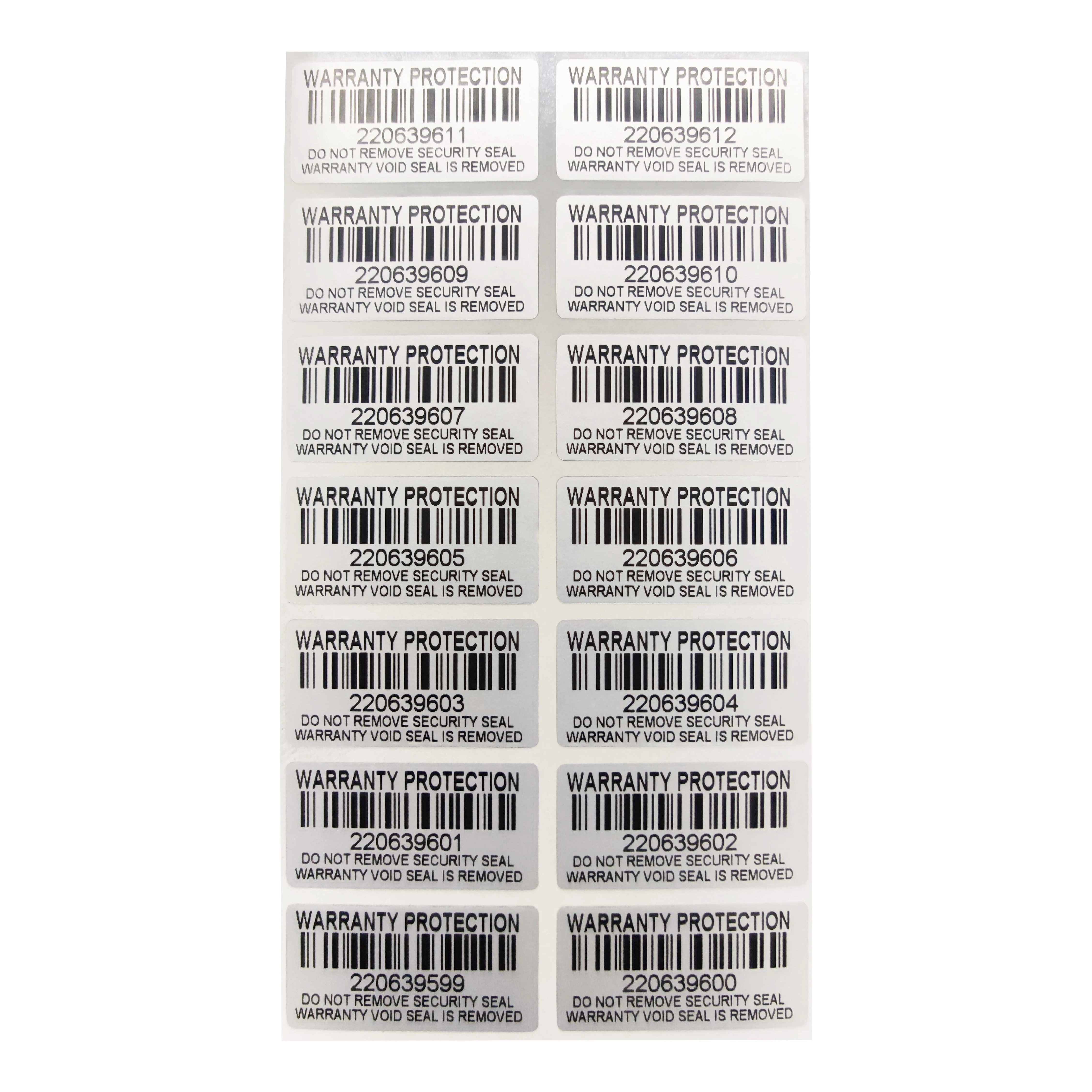 Autocollant de Protection de garantie en argent (30mm x 15mm), 100 pièces, sceau de sécurité, Anti-intrusion, garantie invalide, étiquette autocollante avec numéro de série
