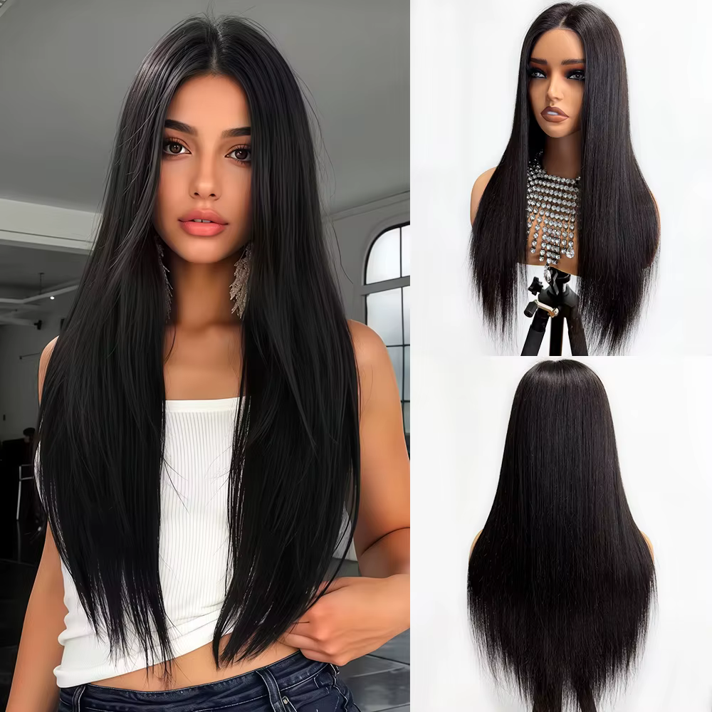 Perruques longues et droites en cheveux humains pour femmes
