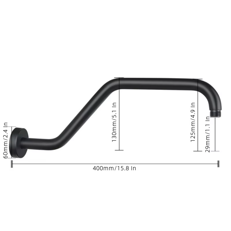 Support de Douche Mural Fixe pour Tête de Douche, Extension de Bras de Douche, Chromé, Nickel Brossé, Noir, Accessoires