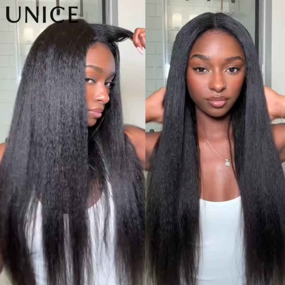 UNice InvisiBlend ™ Perruque Kinky Straight V Part avec cordon de serrage