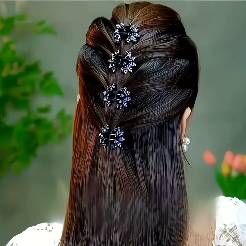 Pinces à cheveux mi-nouées en Mini fleurs et diamants