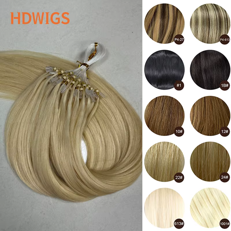 Extension de cheveux humains droits Micro boucle Extensions