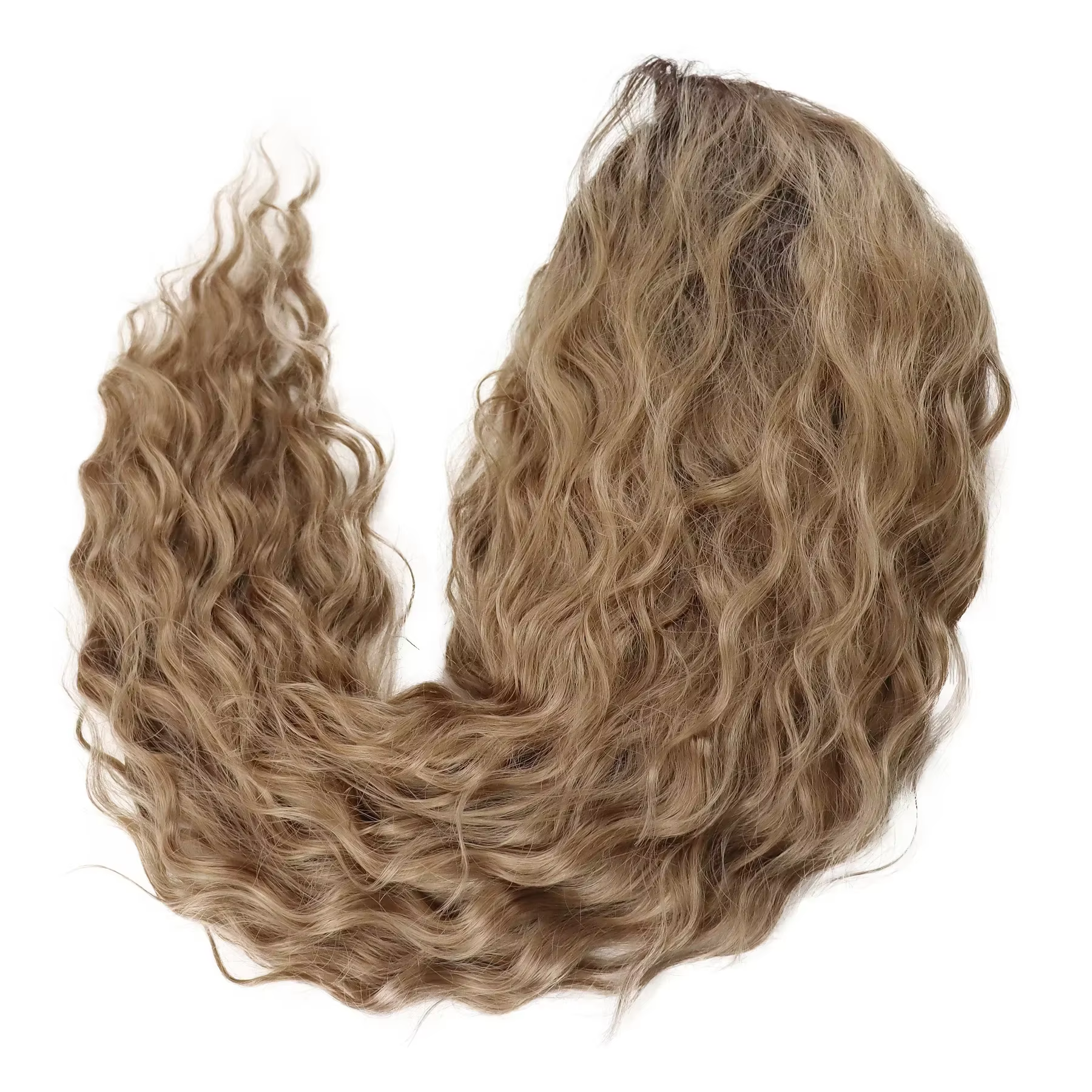 GNIMEGIL synthétique longue vague Cur perruques femme naturel marron perruque avec Clip partie libre côté frange 80s