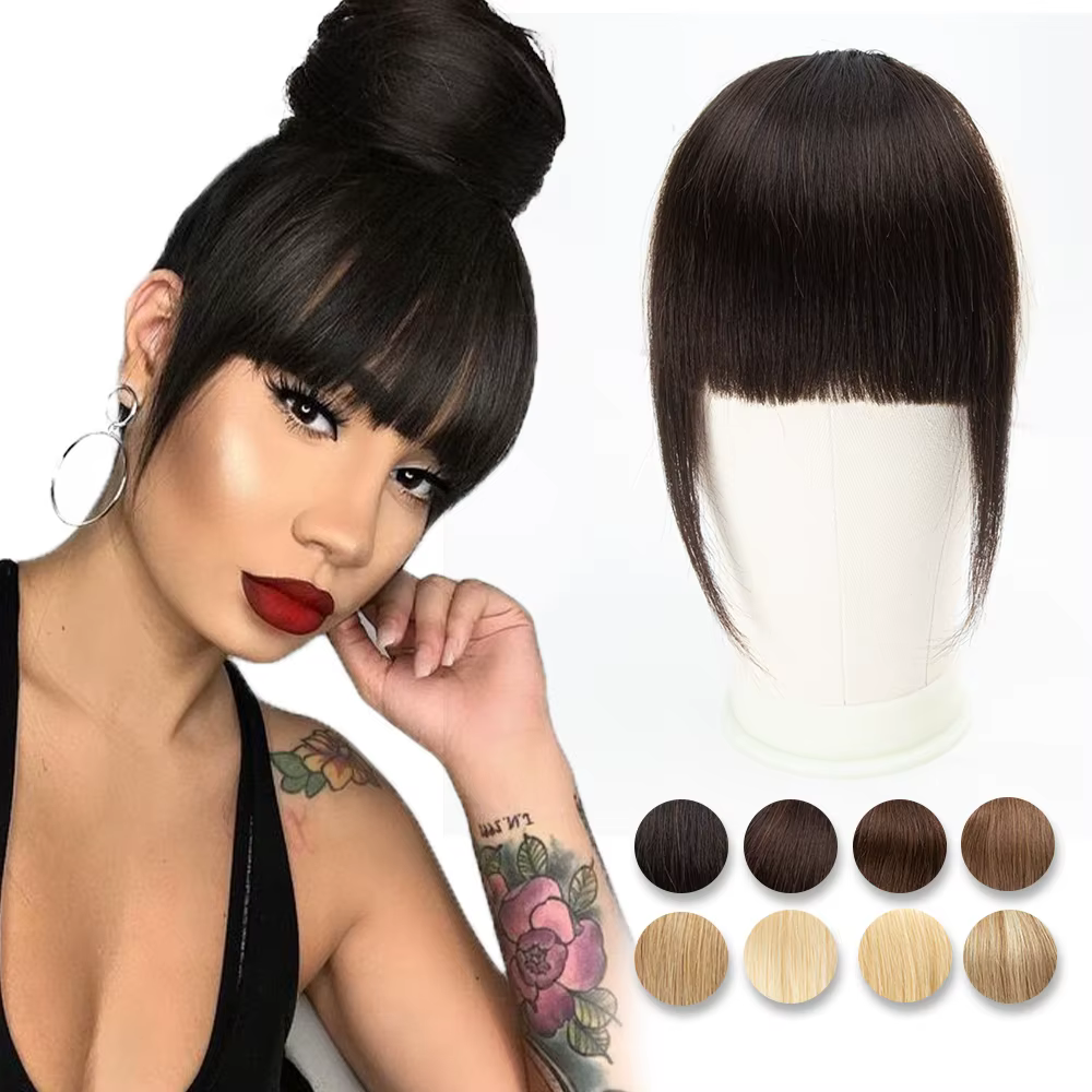 Frange de cheveux humains coupe émoussée 3D