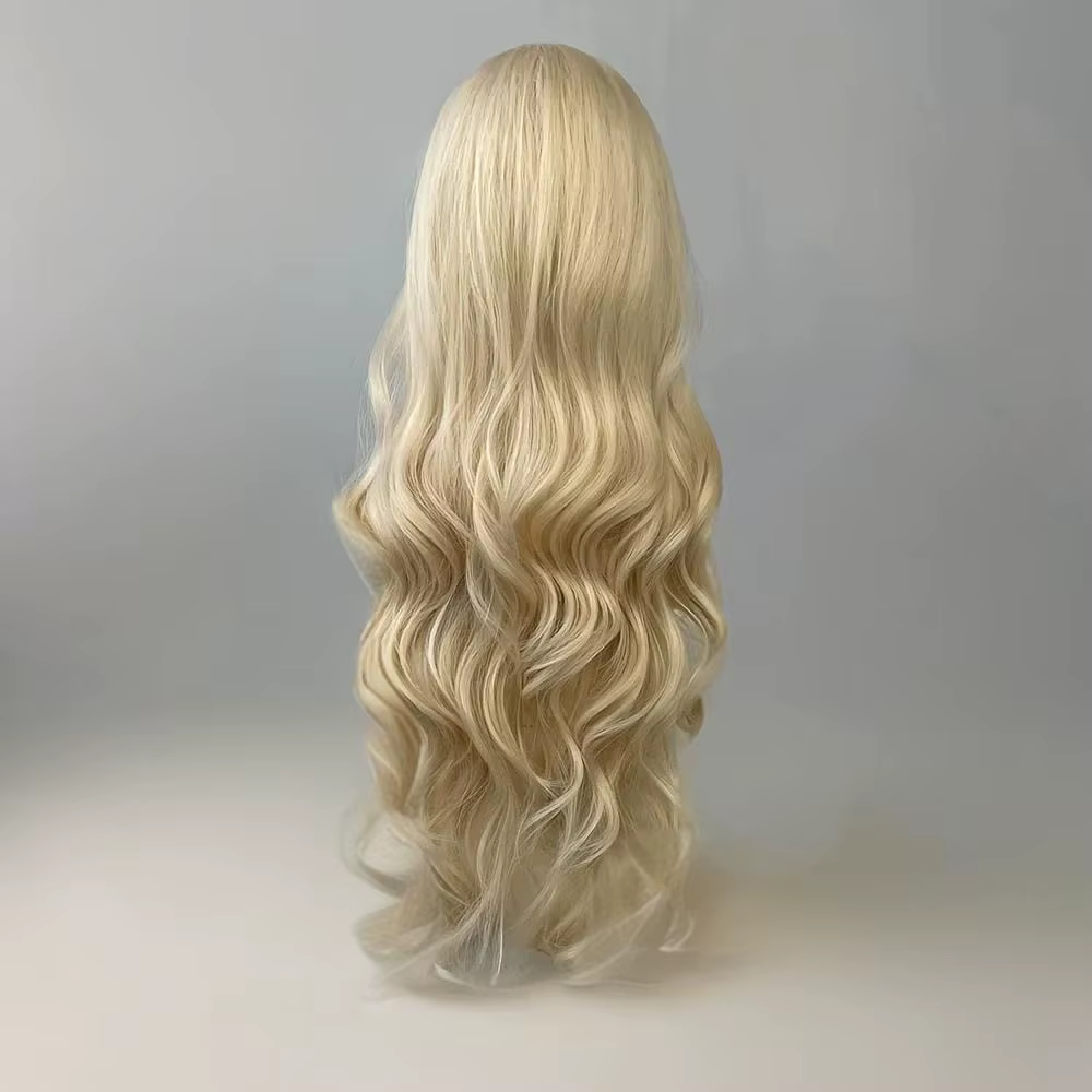 Perruque synthétique bouclée dorée pour cheveux longs bouclés pour fête