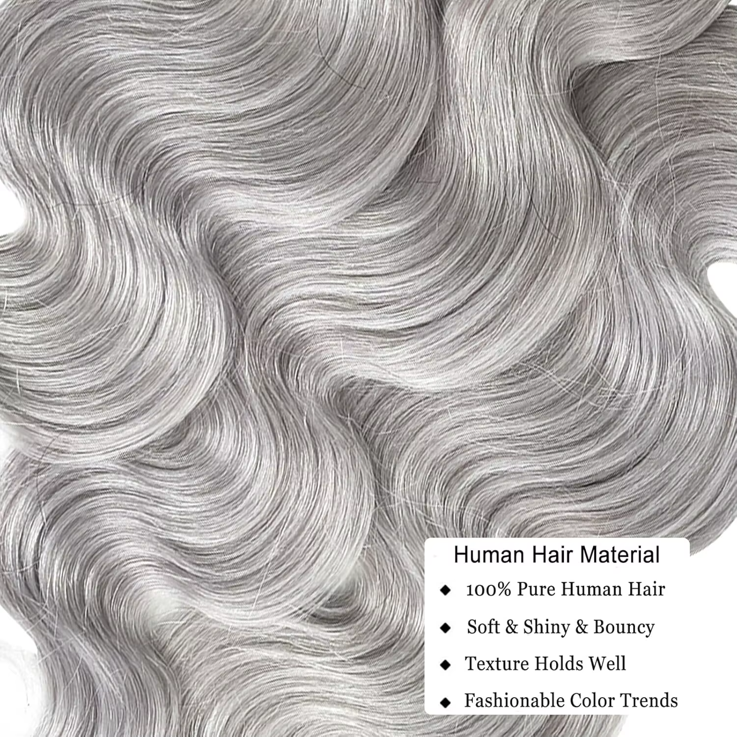 Tissage en lot 100% naturel Body Wave gris argenté