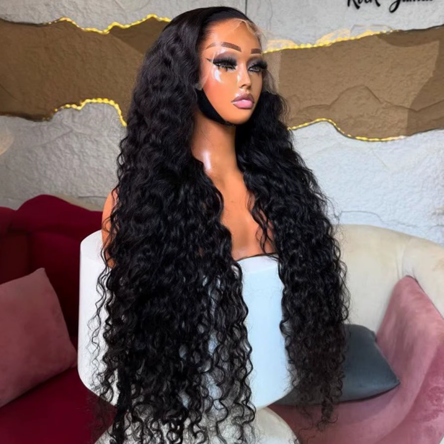 Perruque Lace Frontal Wig synthétique ondulée 13x4x1