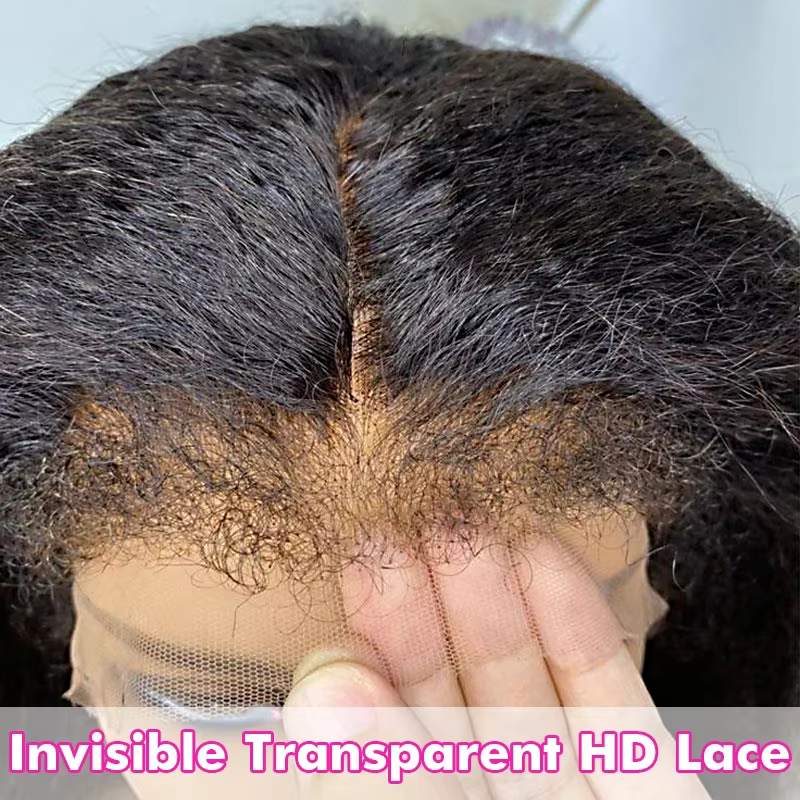 Perruque Kinky Straight avec bords bouclés 4C