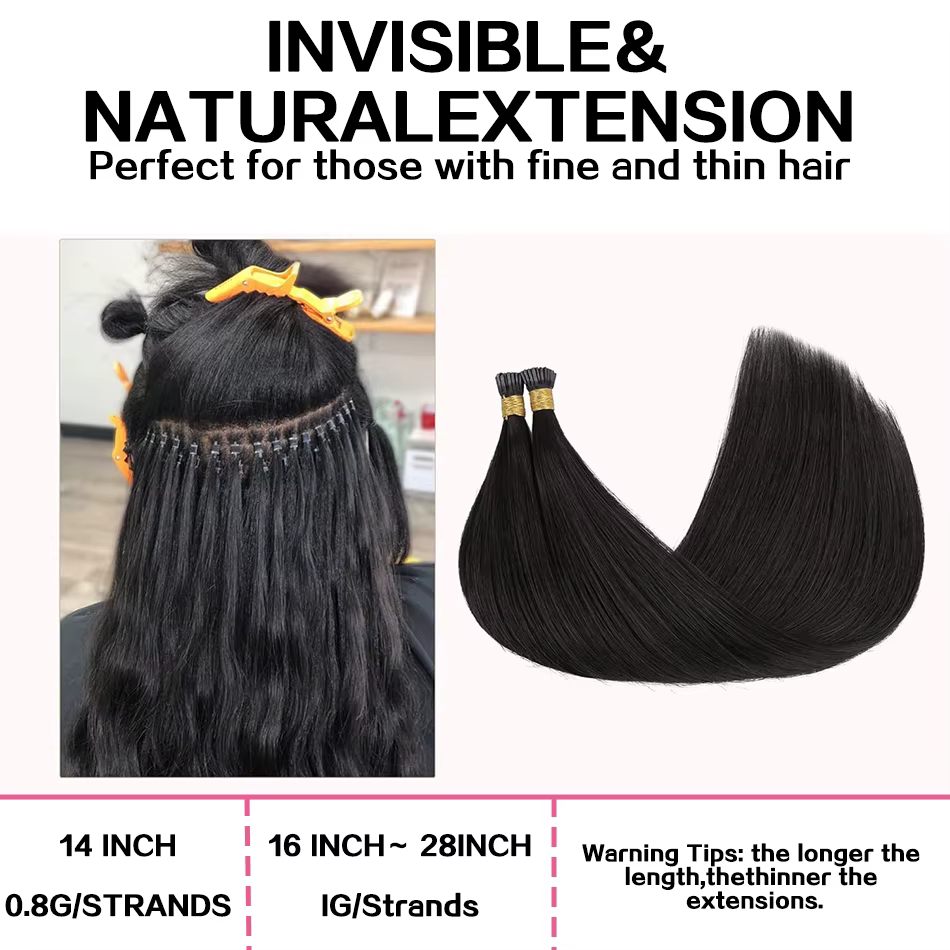 Extensions de cheveux I-Tip de 14 à 28 pouces