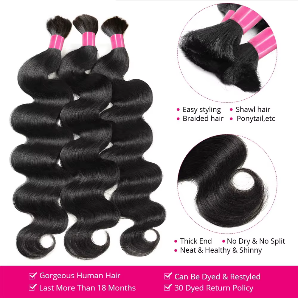 Extensions de cheveux humains en vrac pour tresses bohèmes