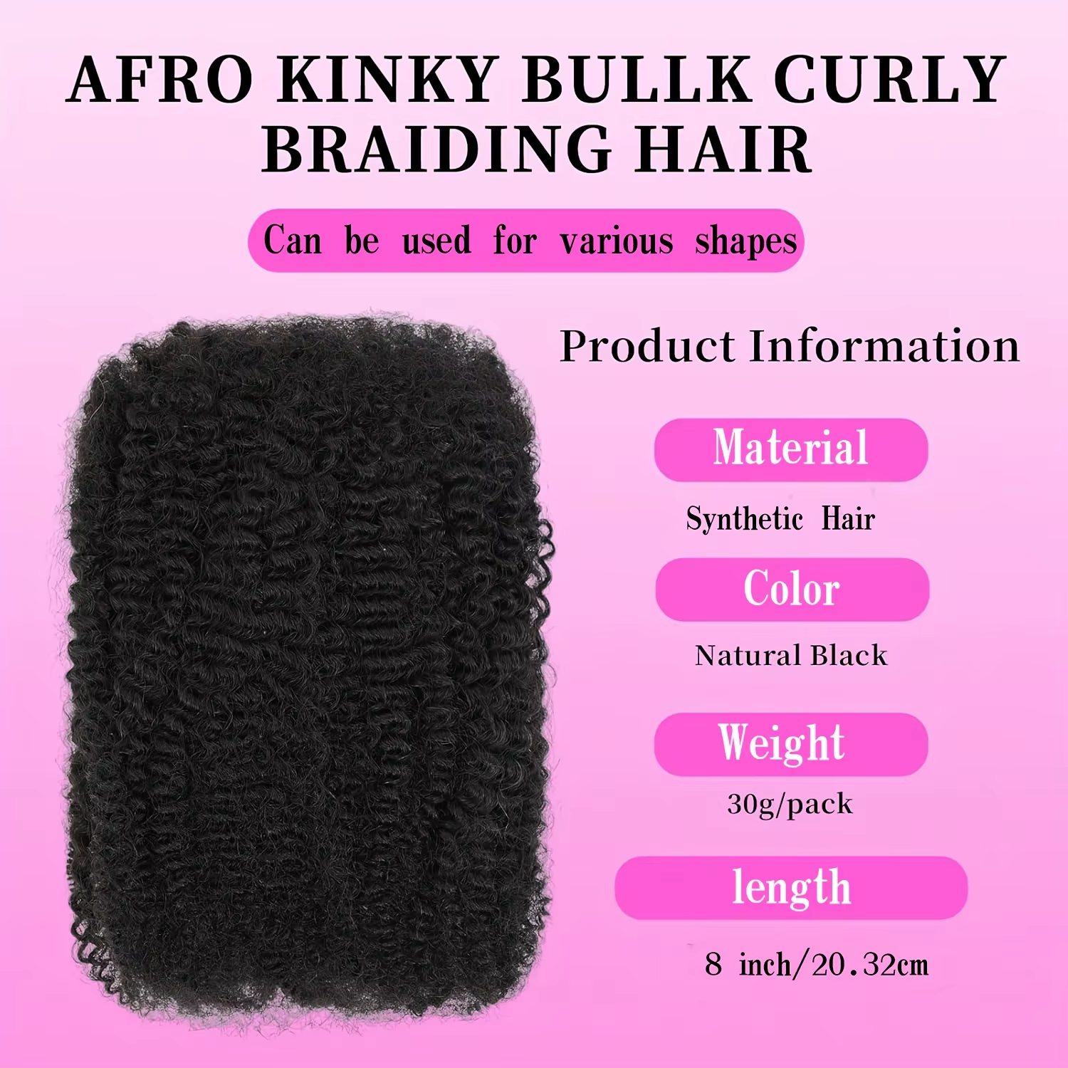 Afro Kinkys cheveux synthétiques en vrac pour Extensions de Dreadlock Loc réparation tressage torsion serré