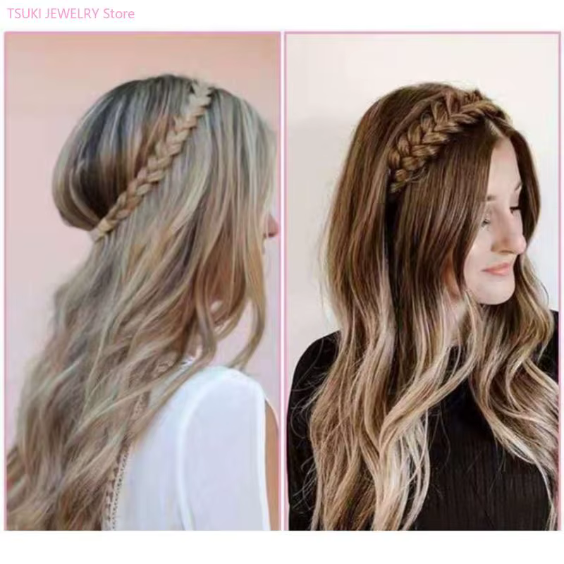 62KE – bijoux cheveux pour femmes, bohème, bandeau frontal tressé synthétique, décors