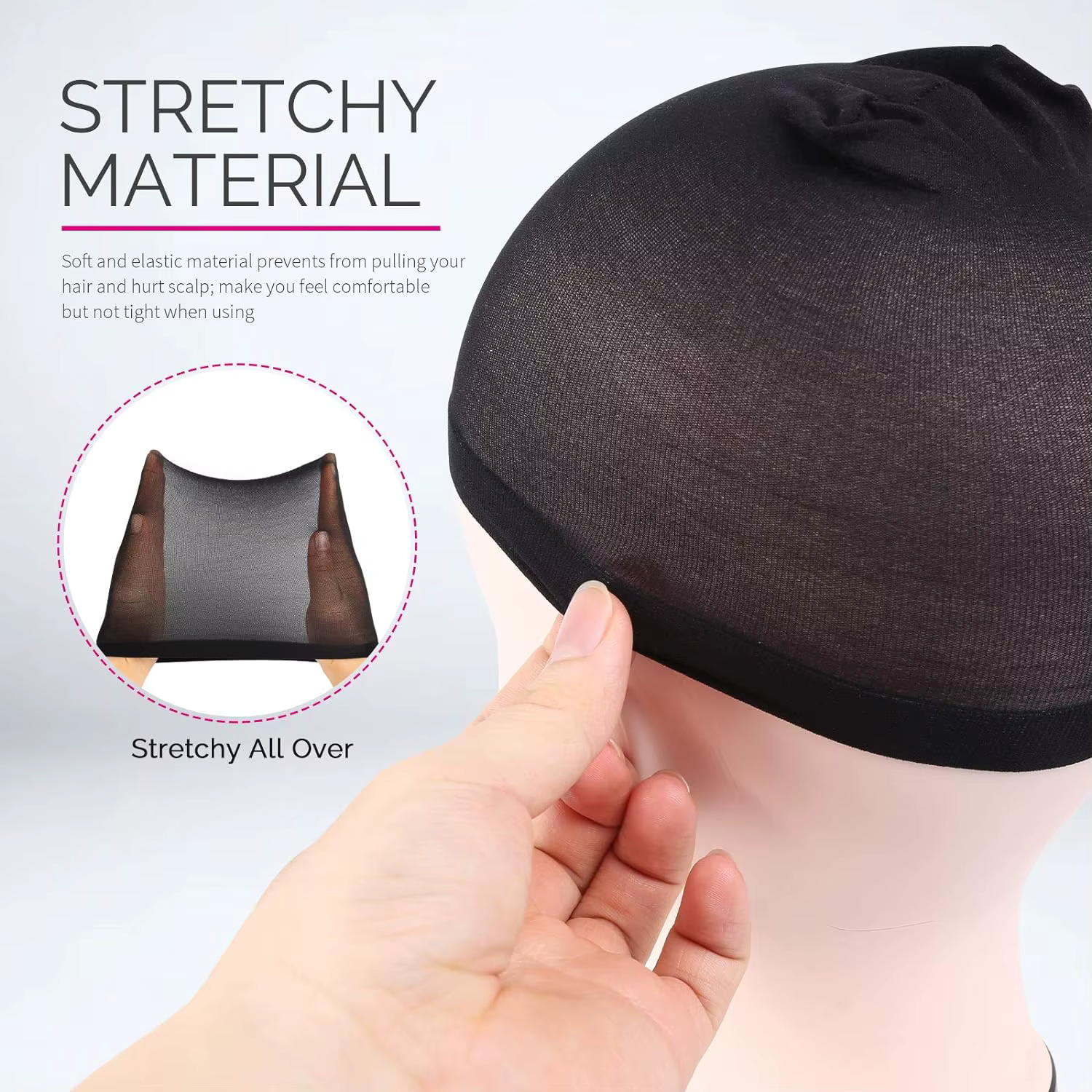 Lot de 4 bonnets à perruque en nylon, noirs et couleur chair, pour femmes, hommes et enfants, pour Halloween, cosplay et usage quotidien