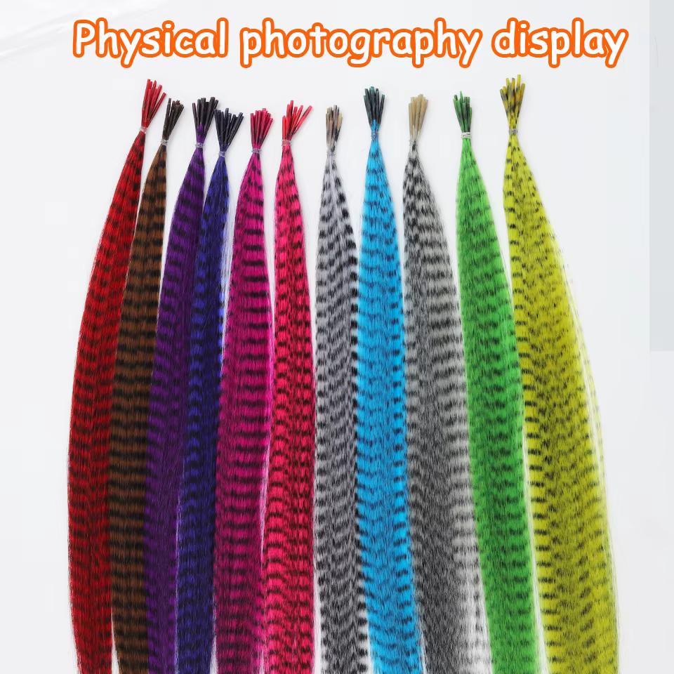 Extensions de cheveux synthétiques en plumes colorées