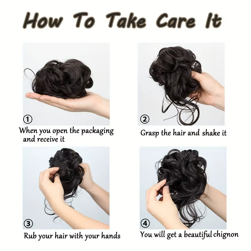 Chignon synthétique bouclé pour femme – Perruque rapide