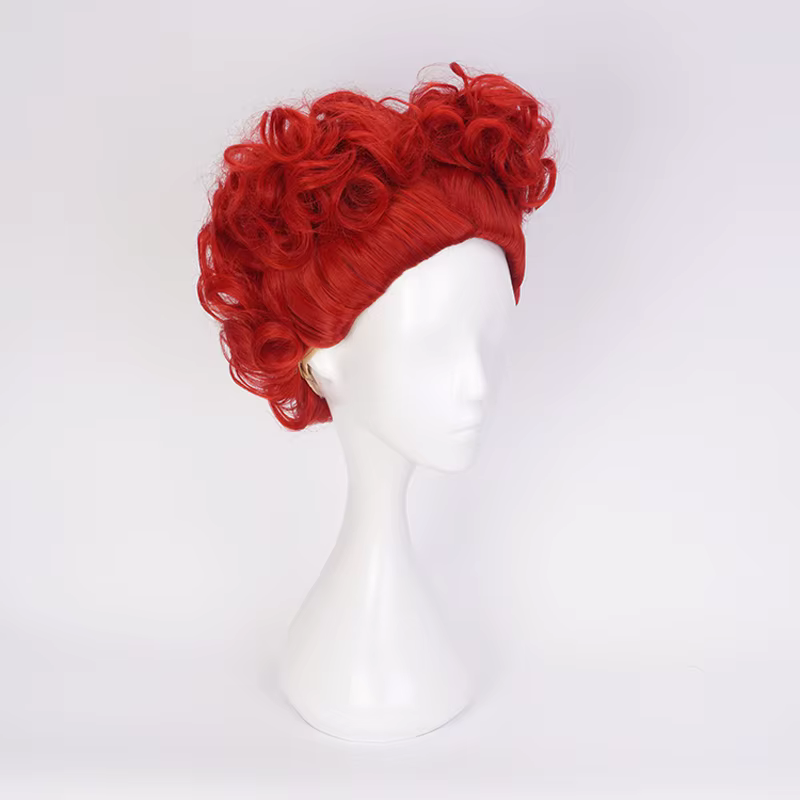 Perruque synthétique courte bouclée rouge la reine rouge