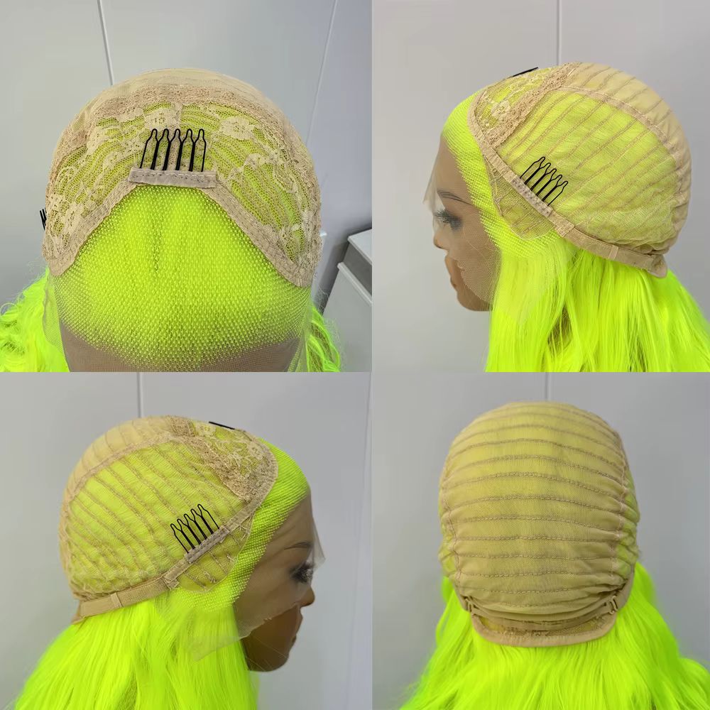 Perruque Synthétique Longue Bouclée Vert Néon pour Femme