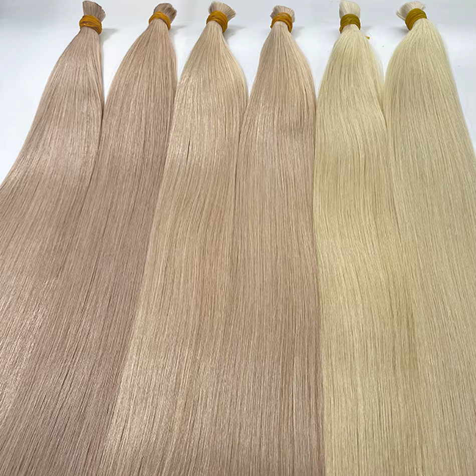 Mèches de cheveux humains lisses blonds 100% Extension