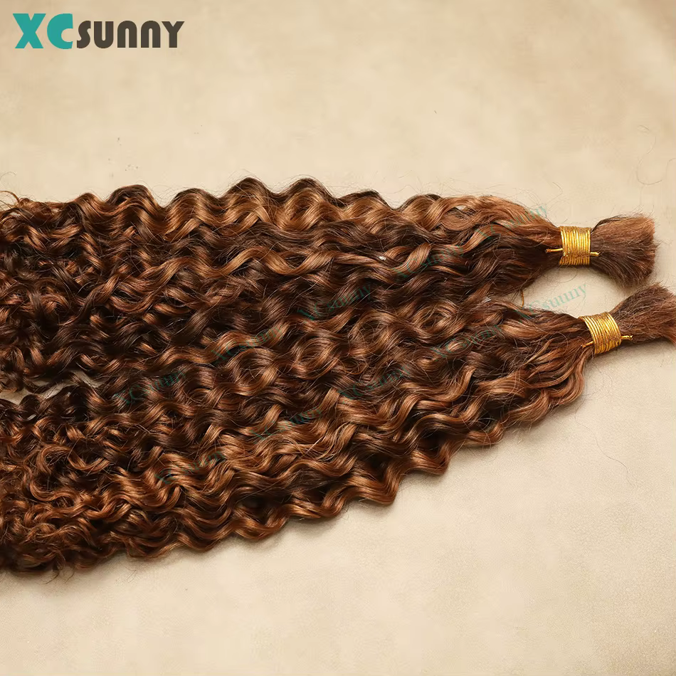Couleur 4 30 cheveux humains en vrac pour tresser Extensions