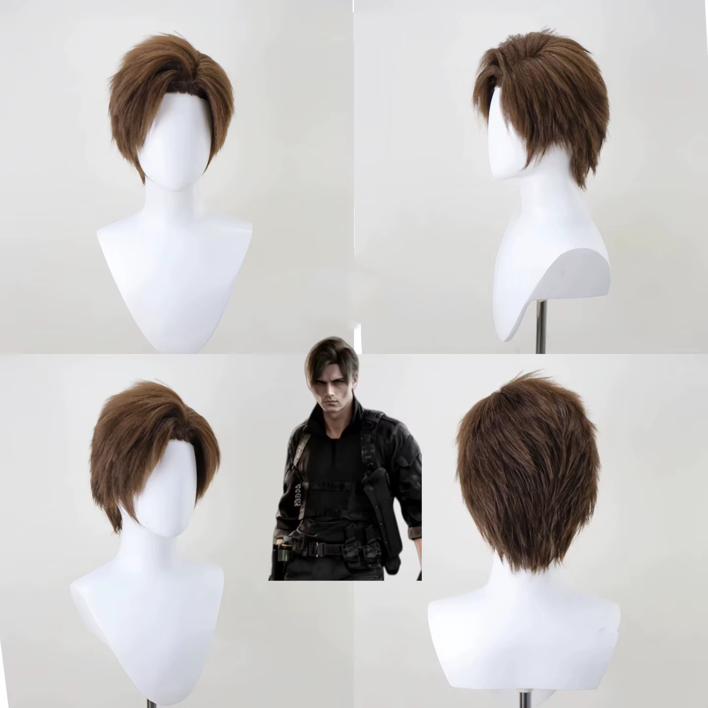Perruque de cosplay Re9 REQ Leon pour homme