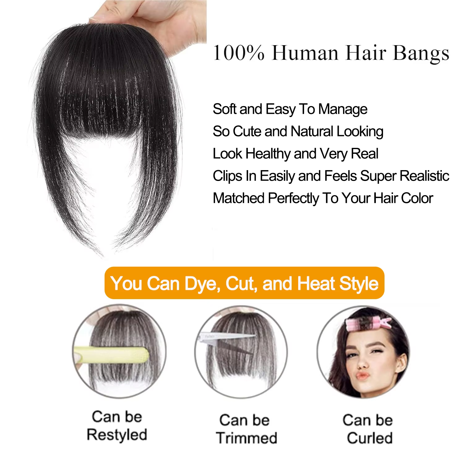 Frange à clipser 100% cheveux humains
