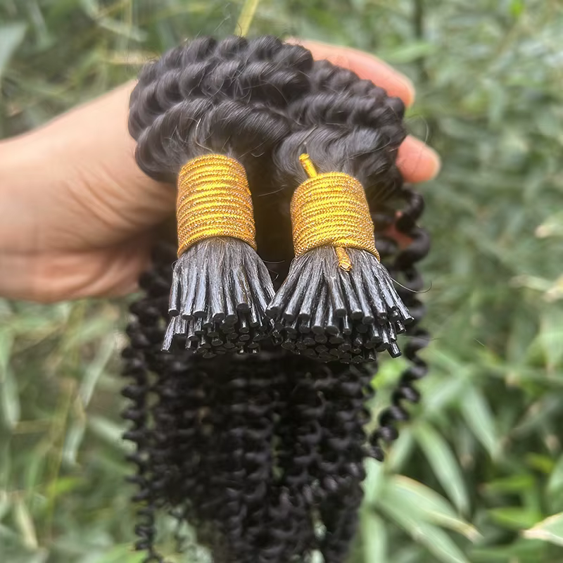 Extensions de cheveux bouclés crépus I-Tip 16-26 pouces