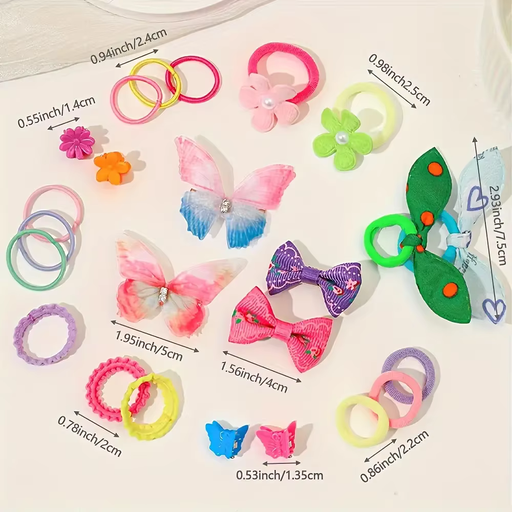 555 pièces/ensemble, pinces à cheveux papillon colorées pour filles