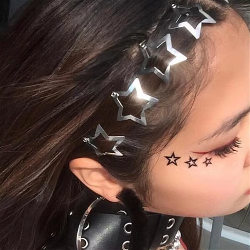 Pinces à Cheveux en Forme d'Étoile Argentée Filig123