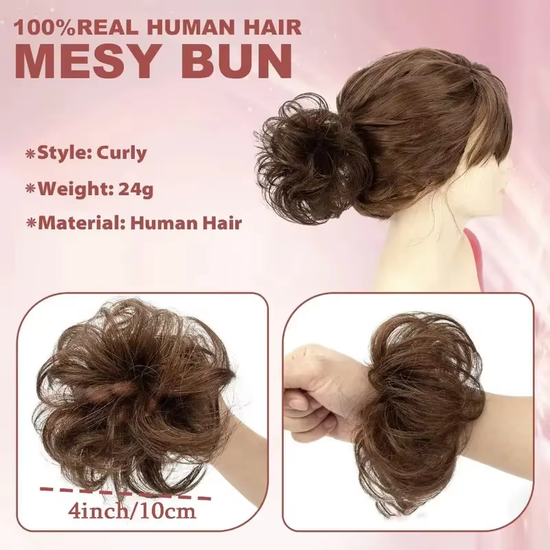 2 pièces femmes réel cheveux humains Chignon