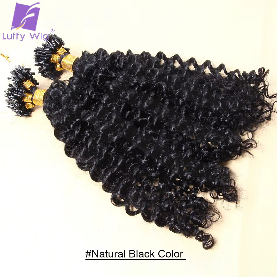 Extensions de Cheveux Humains Bouclés Microlink pour Femme Noire