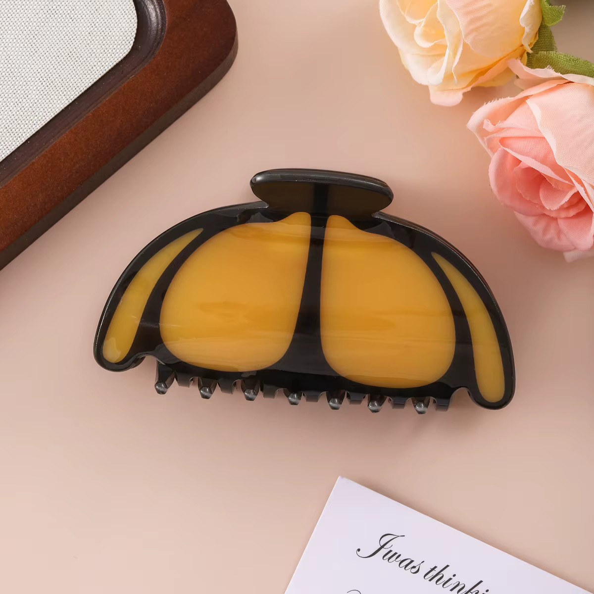 Pince à cheveux vintage en PVC effet vitrail pour femmes, grande pince à cheveux à motif floral et fruité, accessoires de coiffure mignons et esthétiques