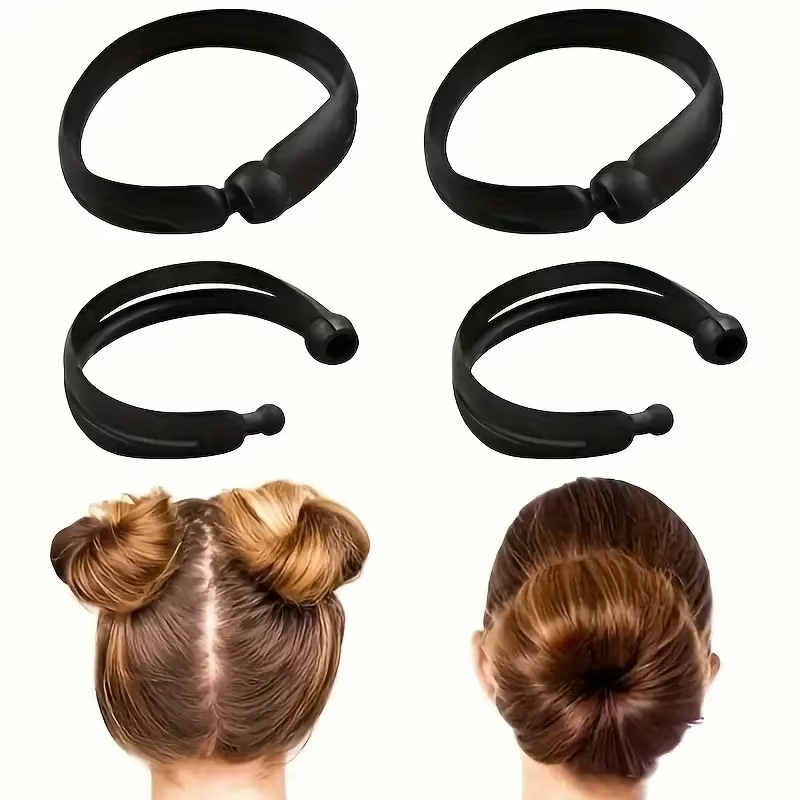 4 pièces magique torsion beignet chignon pince bricolage queue de cheval outils de coiffure noir champignon tête bobine