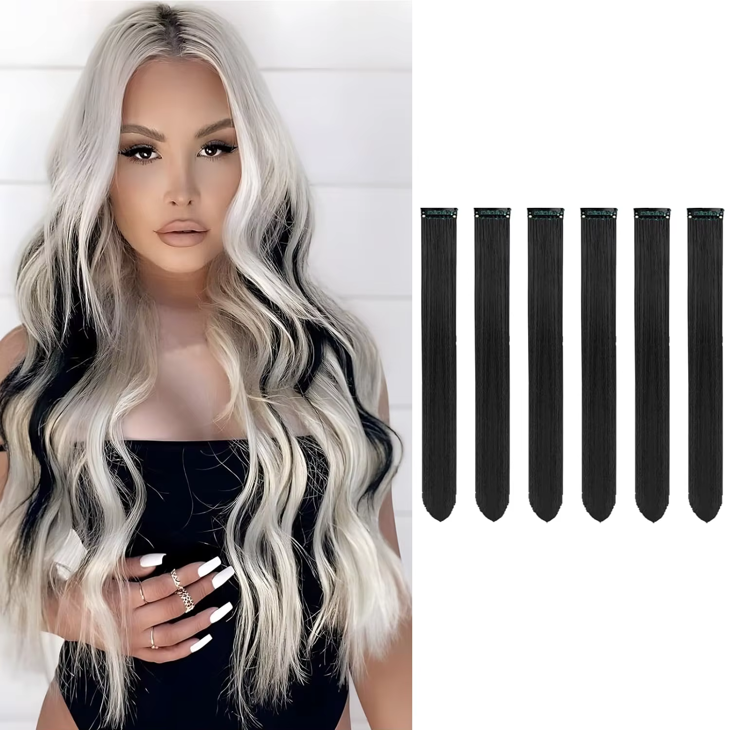6 extensions de cheveux à clipser