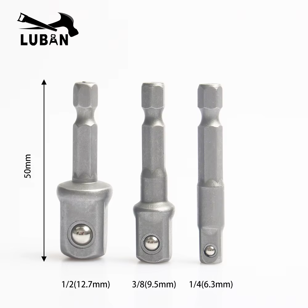 Adaptateur de Douille en Acier au Chrome Vanadium, Tige Hexagonale à 1/4 "3/8" 1/2 ", Mèches d'Extension, Jeu de Mèches Hexagonales, Outils Électriques, 3 Pièces/Ensemble