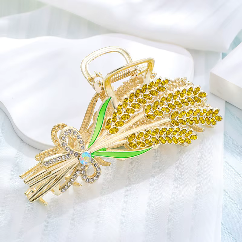 Pince à cheveux élégante surdimensionnée motif épi de blé : Luxueuse pour femme