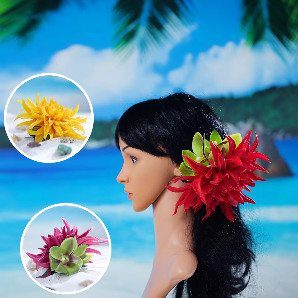 Pince à cheveux orchidée Nunlia glamour pour séparés euse hawaïenne Hula