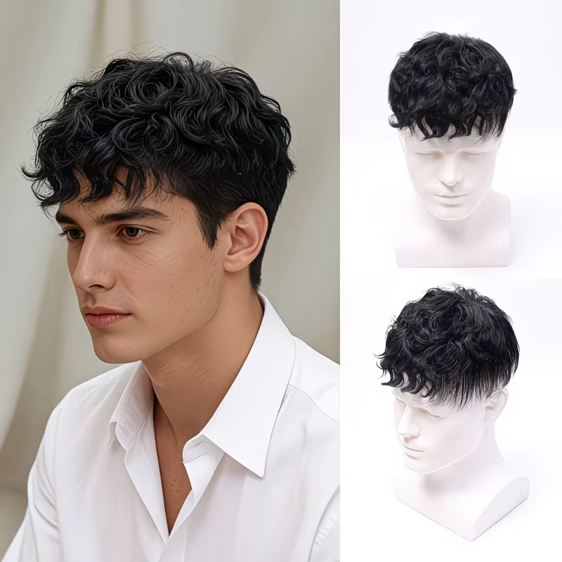 Prothèse capillaire à clipser pour homme en cheveux naturels