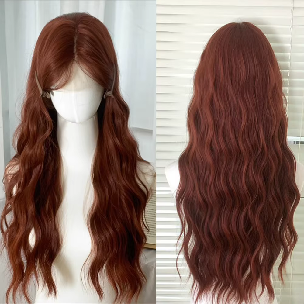 Perruque rouge-brun caramel pour femmes