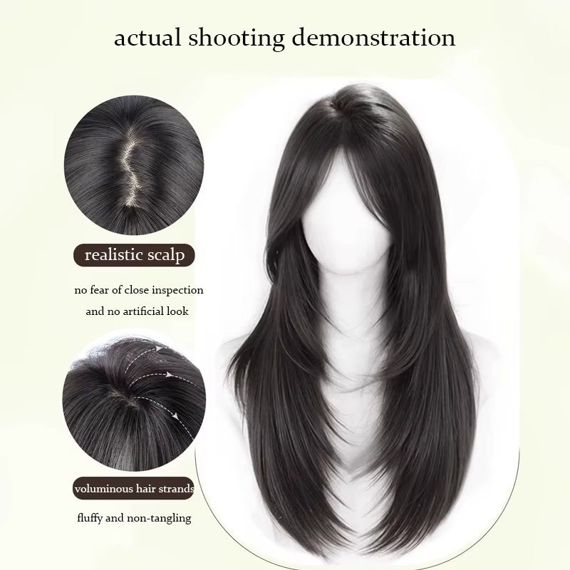 LUPU 24 pouces perruques cheveux noir perruque synthétique