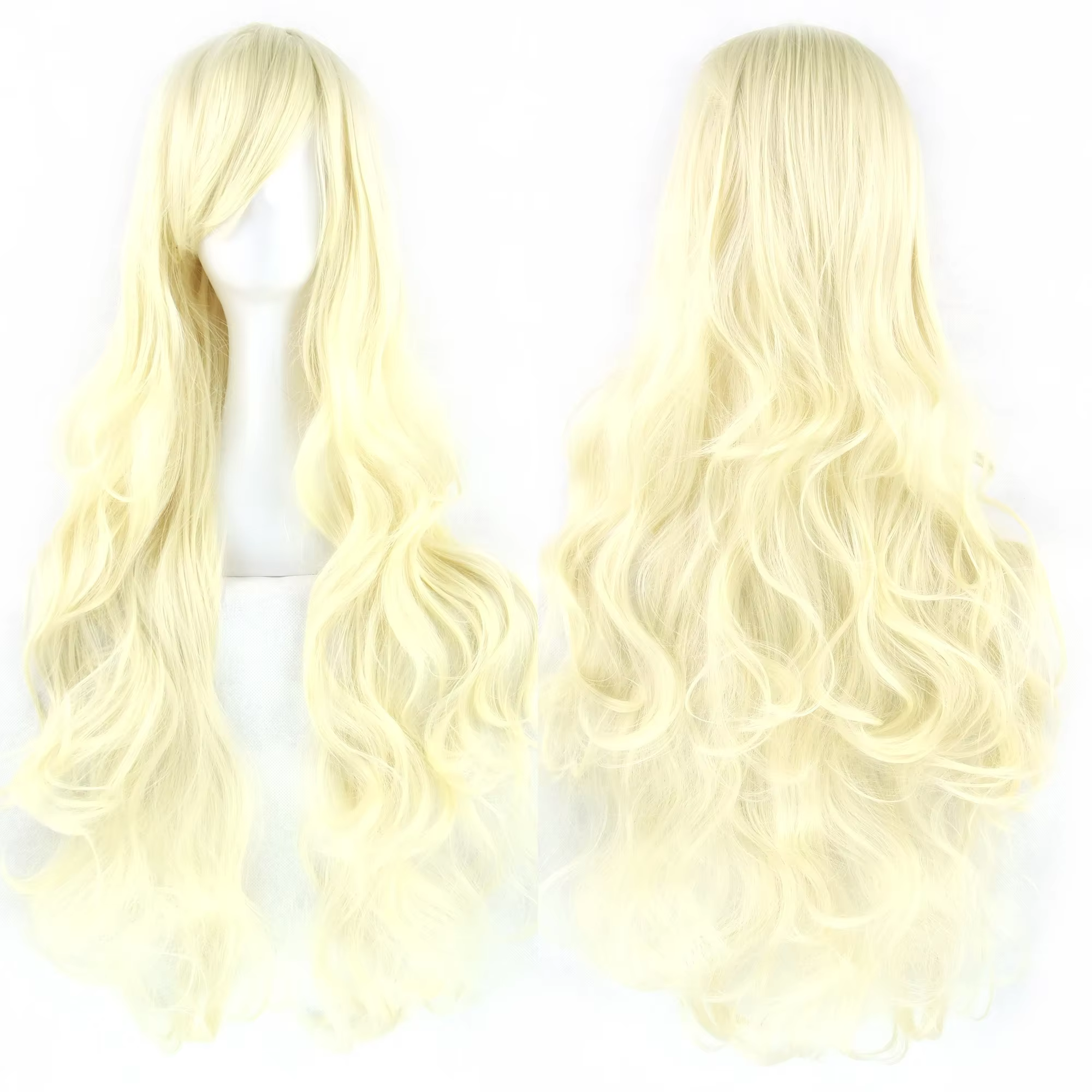 Soowee cheveux synthétiques longs bouclés perruque verte postiche rose noir fête