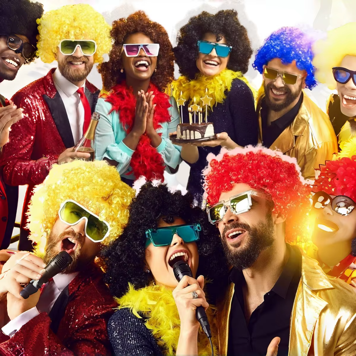 Perruque synthétique Afro Bubble multicolore – Plusieurs couleurs disponibles
